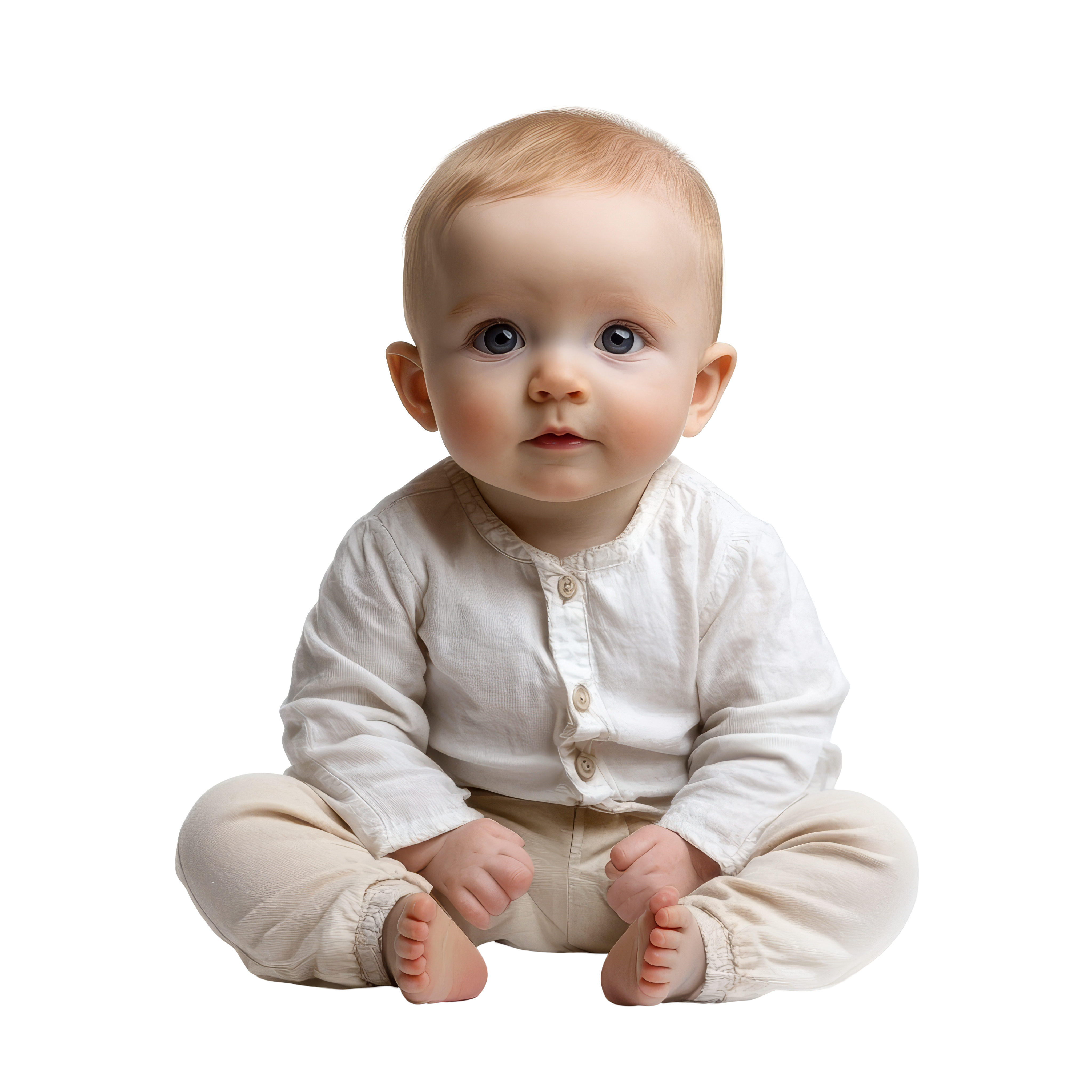 Happy baby sitting at Global Kids Campus — nurturing every child with care, purpose and love