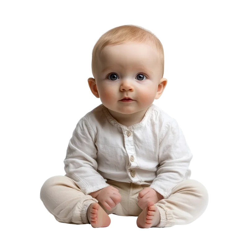 Happy baby sitting at Global Kids Campus — nurturing every child with care, purpose and love