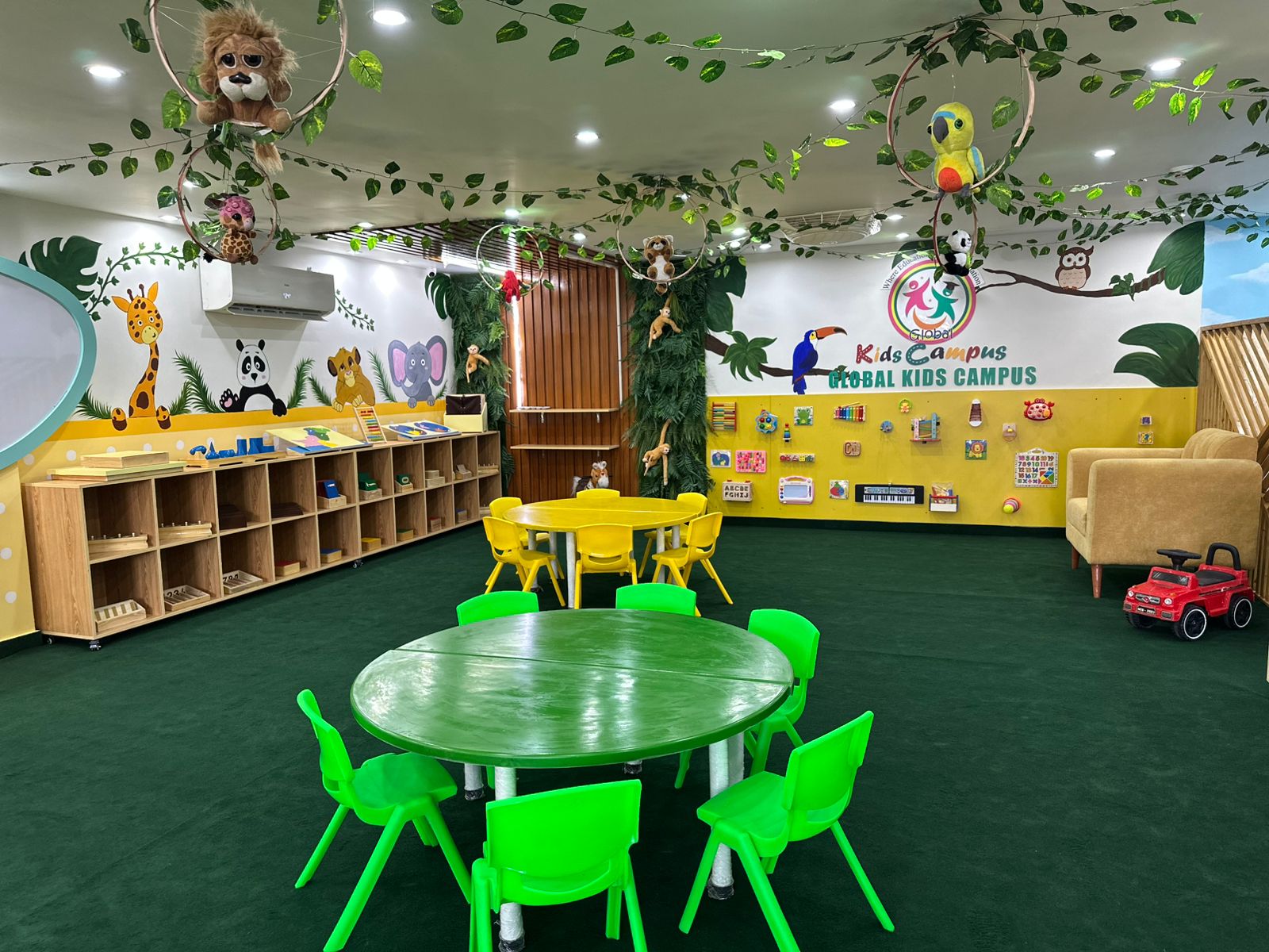 Creative jungle-themed Montessori classroom for imaginative learning at Global Kids Campus Defence Lahore